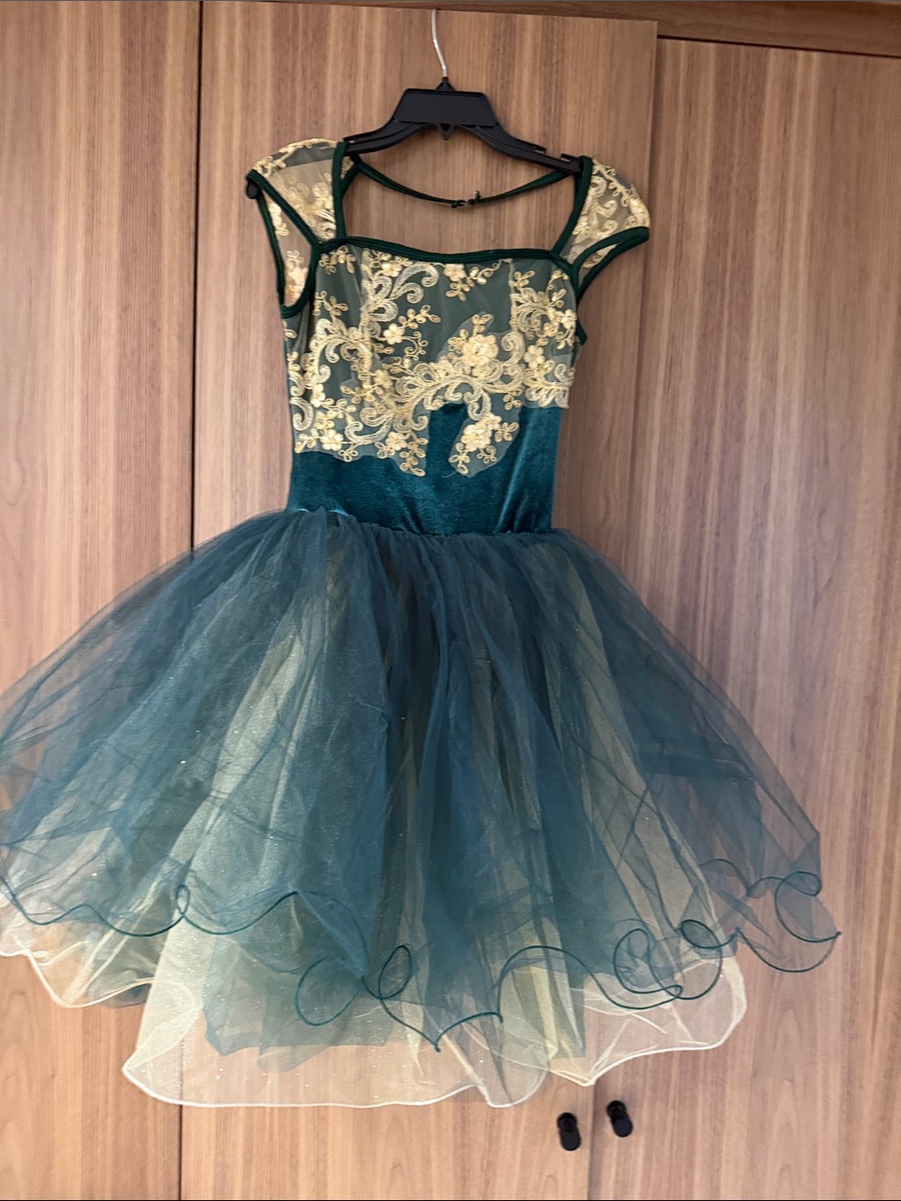 Green and Gold Girls' Tulle Princess Costume Dress